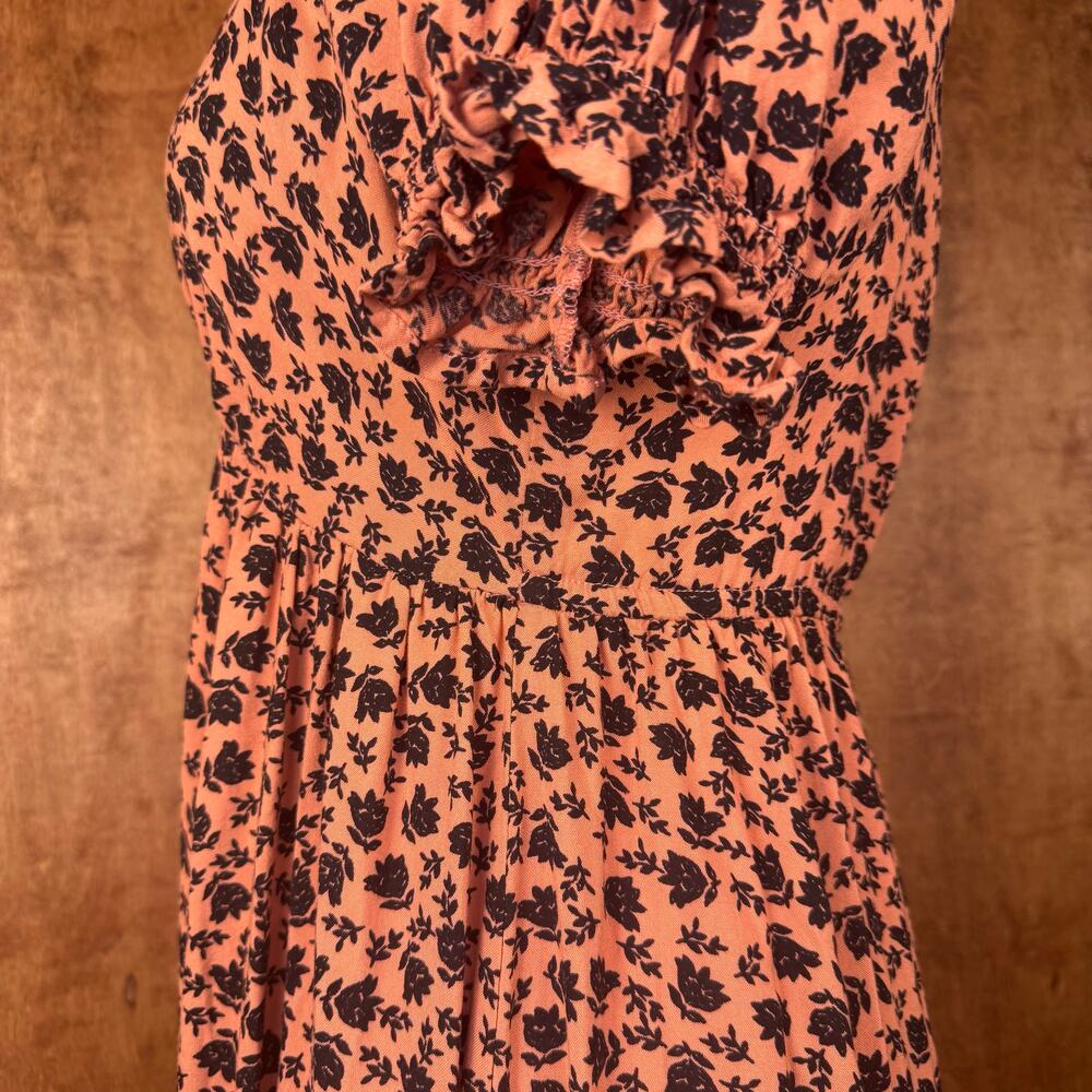 Patrons of Peace XS Adrian puff sleeve midi hi-low dress pink and black floral - Picture 12 of 15